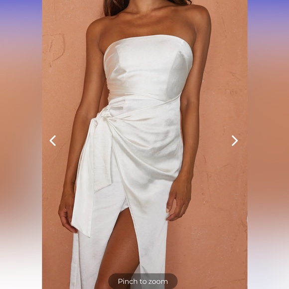 Selfie Leslie GIANNA  STRAPLESS WAIST TIE MIDI DRESS. - Picture 2 of 4